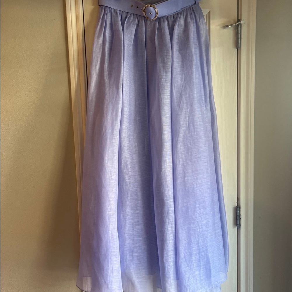 Zimmermann Purple Midi A-Line Skirt with Pleats